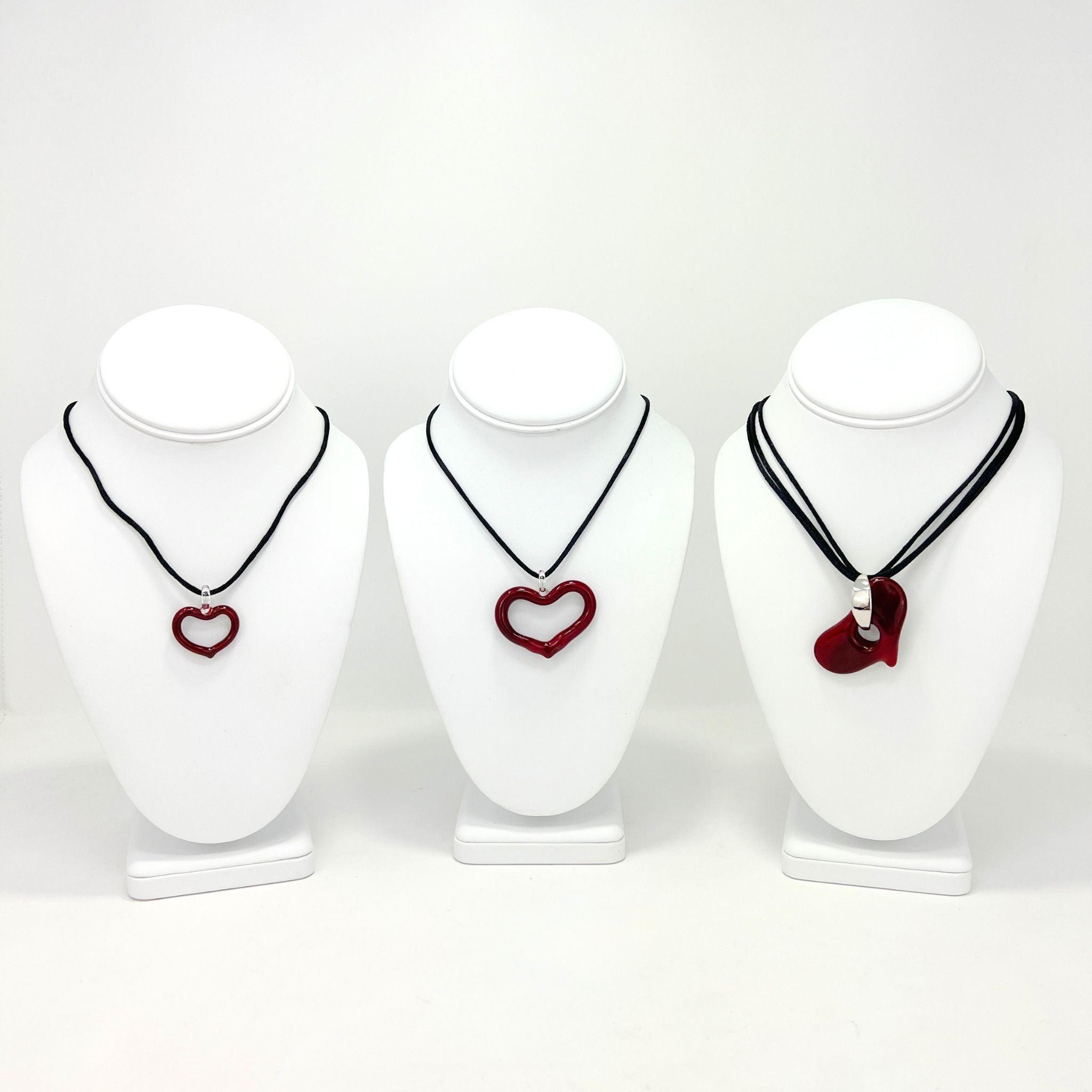 Murano Glass Heart Pendant Necklace, Small, Medium, Large, Made in Italy Active at MyItalianDecor