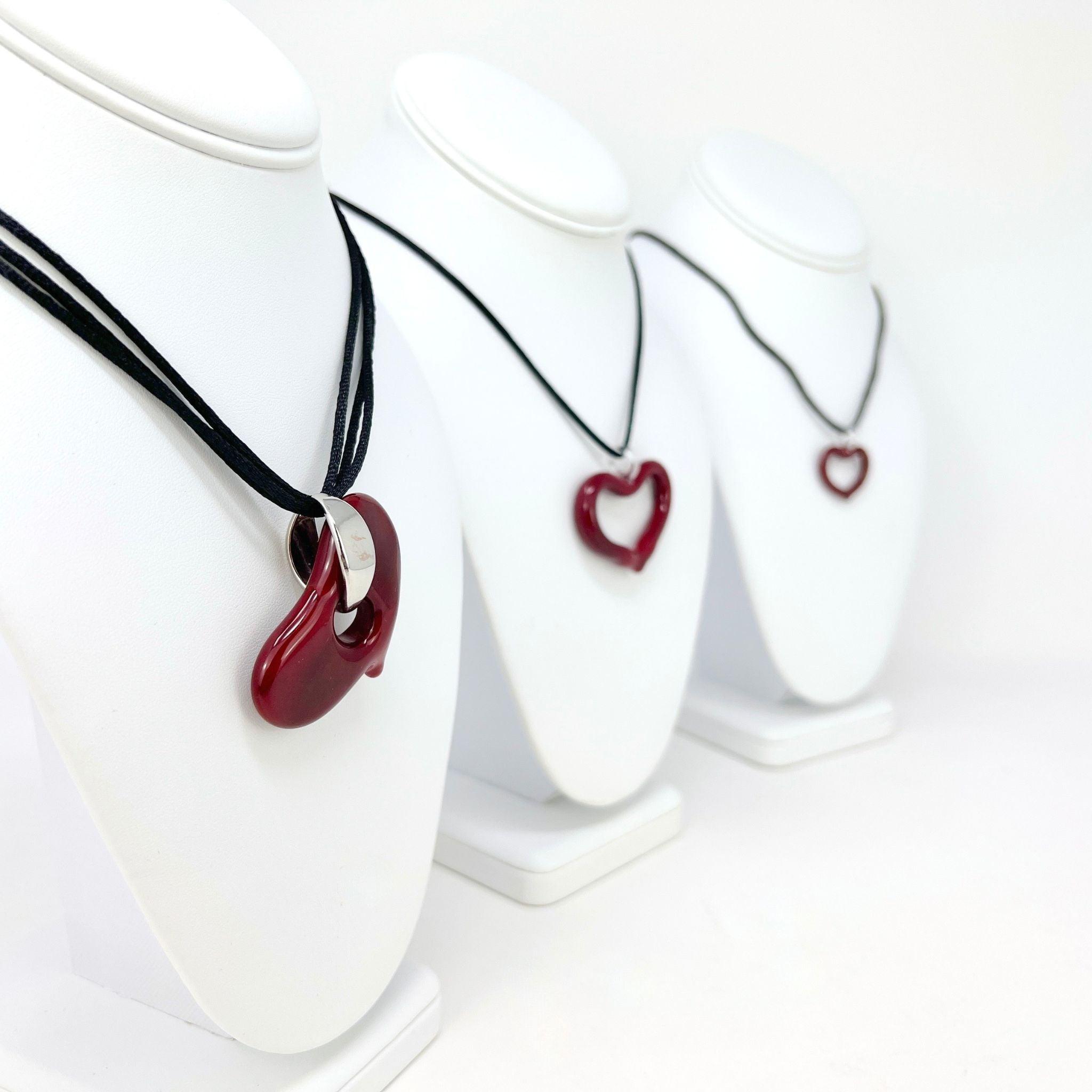 Murano Glass Heart Pendant Necklace, Small, Medium, Large, Made in Italy Active at MyItalianDecor