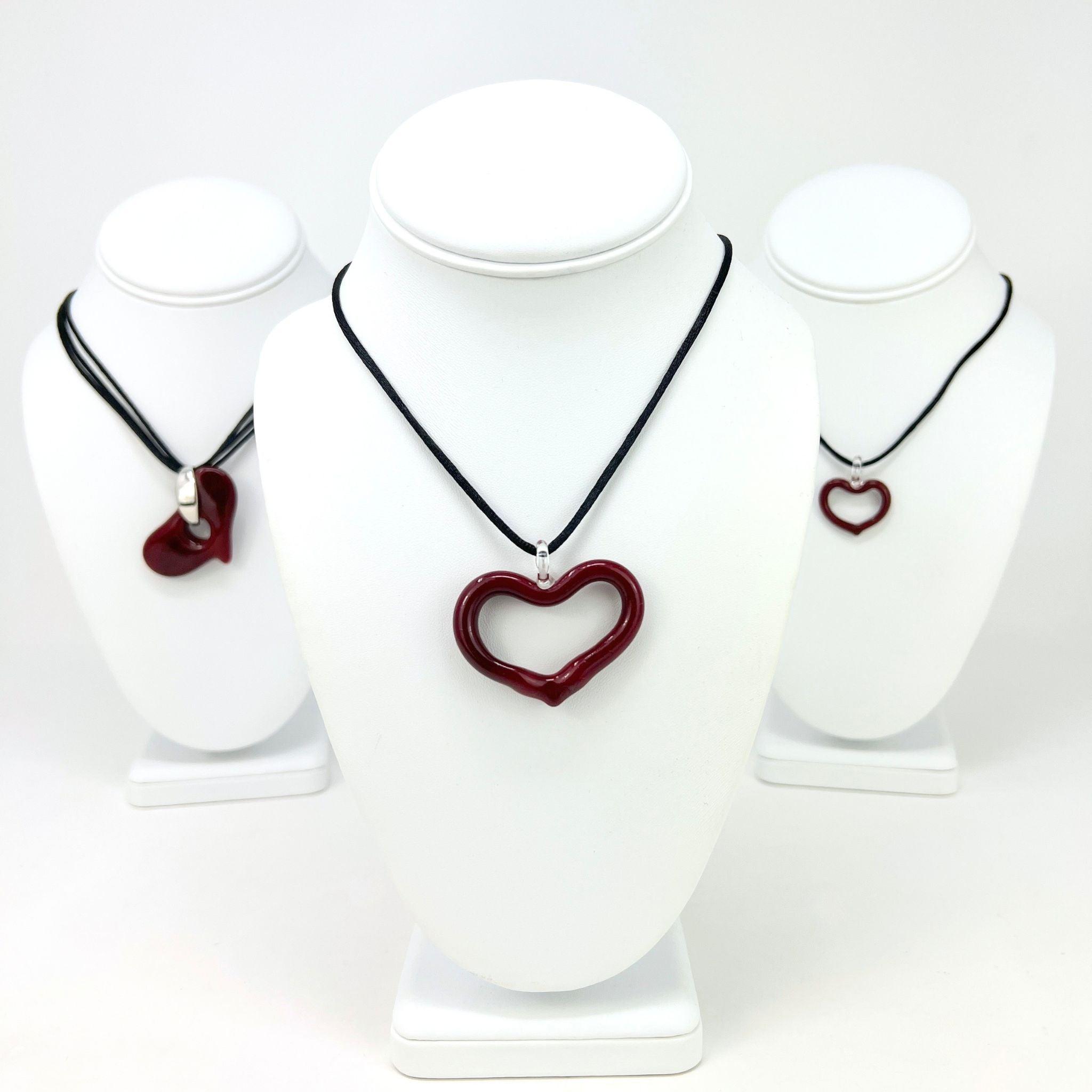 Murano Glass Heart Pendant Necklace, Small, Medium, Large, Made in Italy Active at MyItalianDecor