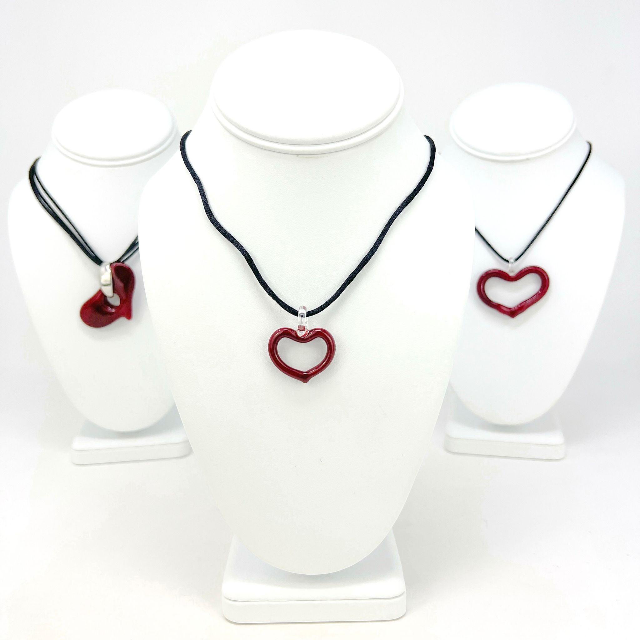Murano Glass Heart Pendant Necklace, Small, Medium, Large, Made in Italy Active at MyItalianDecor