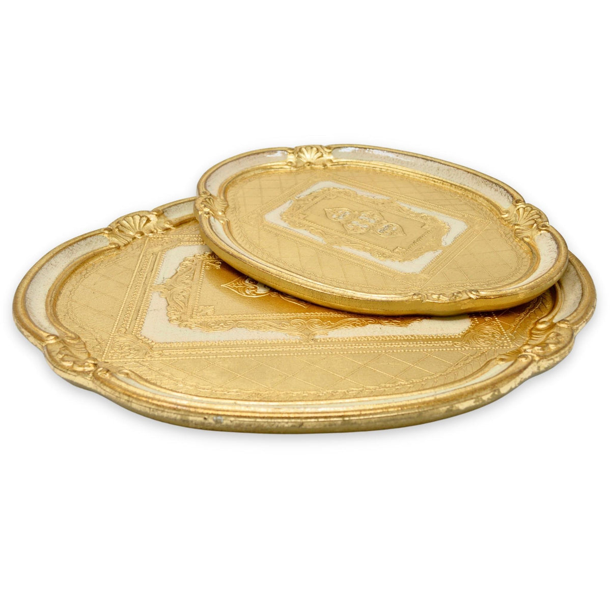 Florentine Oval Carved Wood Trays, Set of 2, Cappuccino, Made in Italy - My Italian Decor