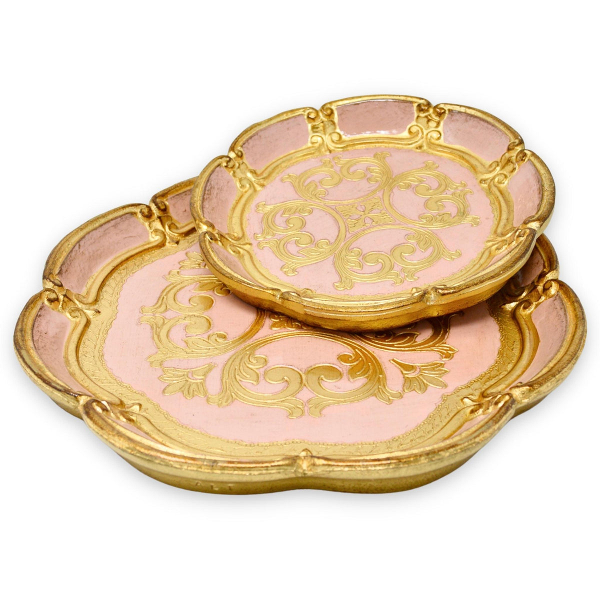 Florentine Carved Gilded Wood Round Tray, Set of 2, Made in Italy - My Italian Decor