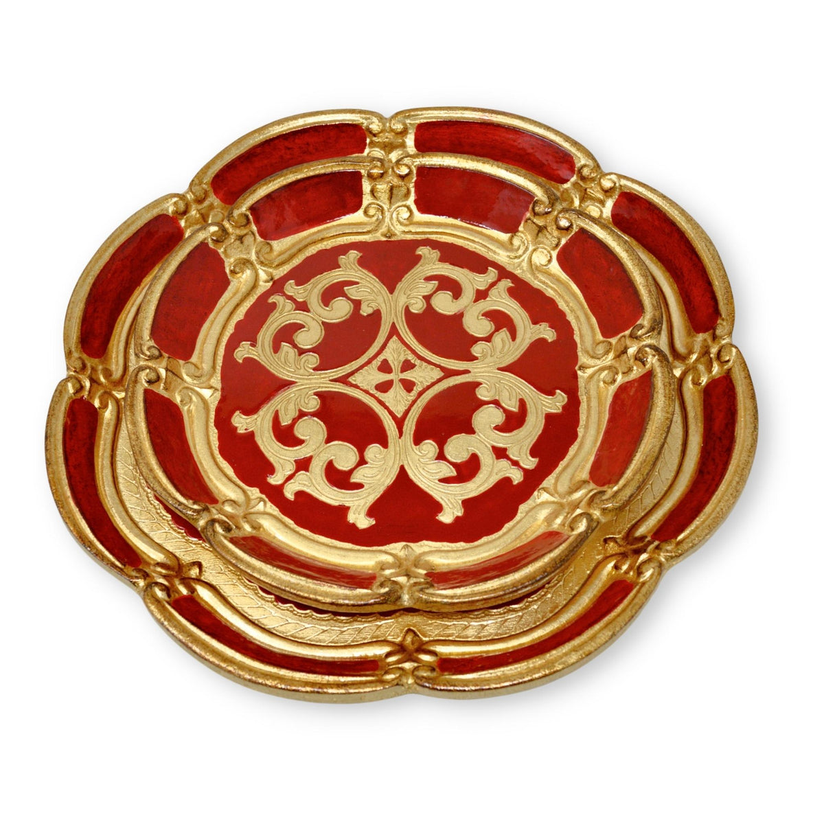Florentine Carved Gilded Wood Round Tray, Set of 2, Made in Italy - My Italian Decor