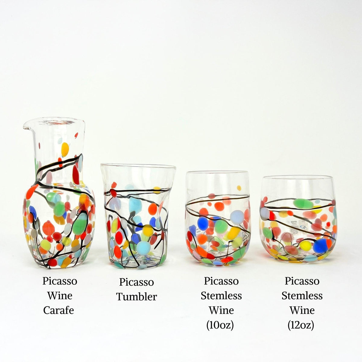 Picasso Drinking Glasses, Tumblers, Murano Glass, Set of 2 at MyItalianDecor