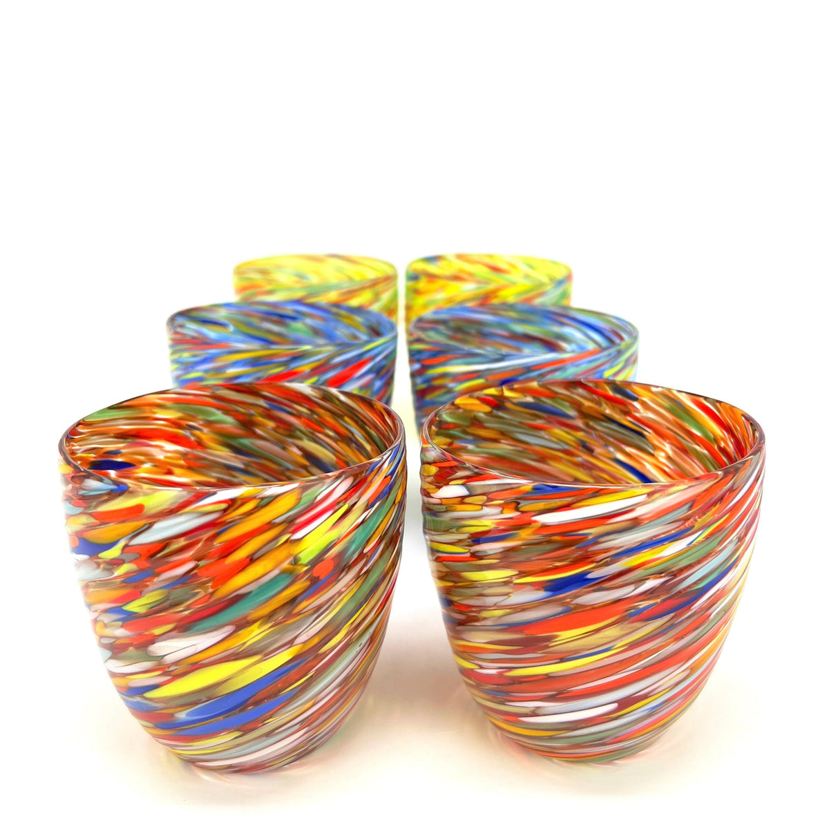 Twist Short Drinking Glasses, Multi-Colored, Made in Murano, Italy at MyItalianDecor