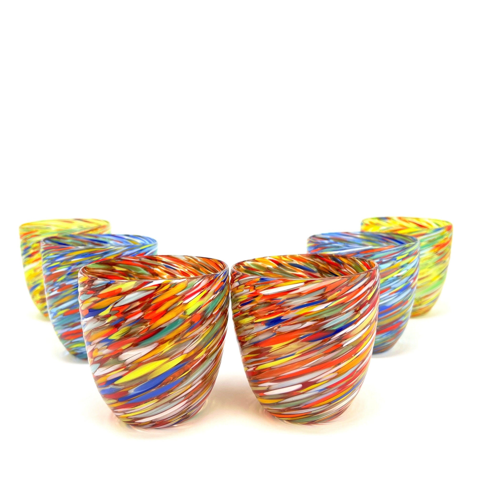 Twist Short Drinking Glasses, Multi-Colored, Made in Murano, Italy at MyItalianDecor