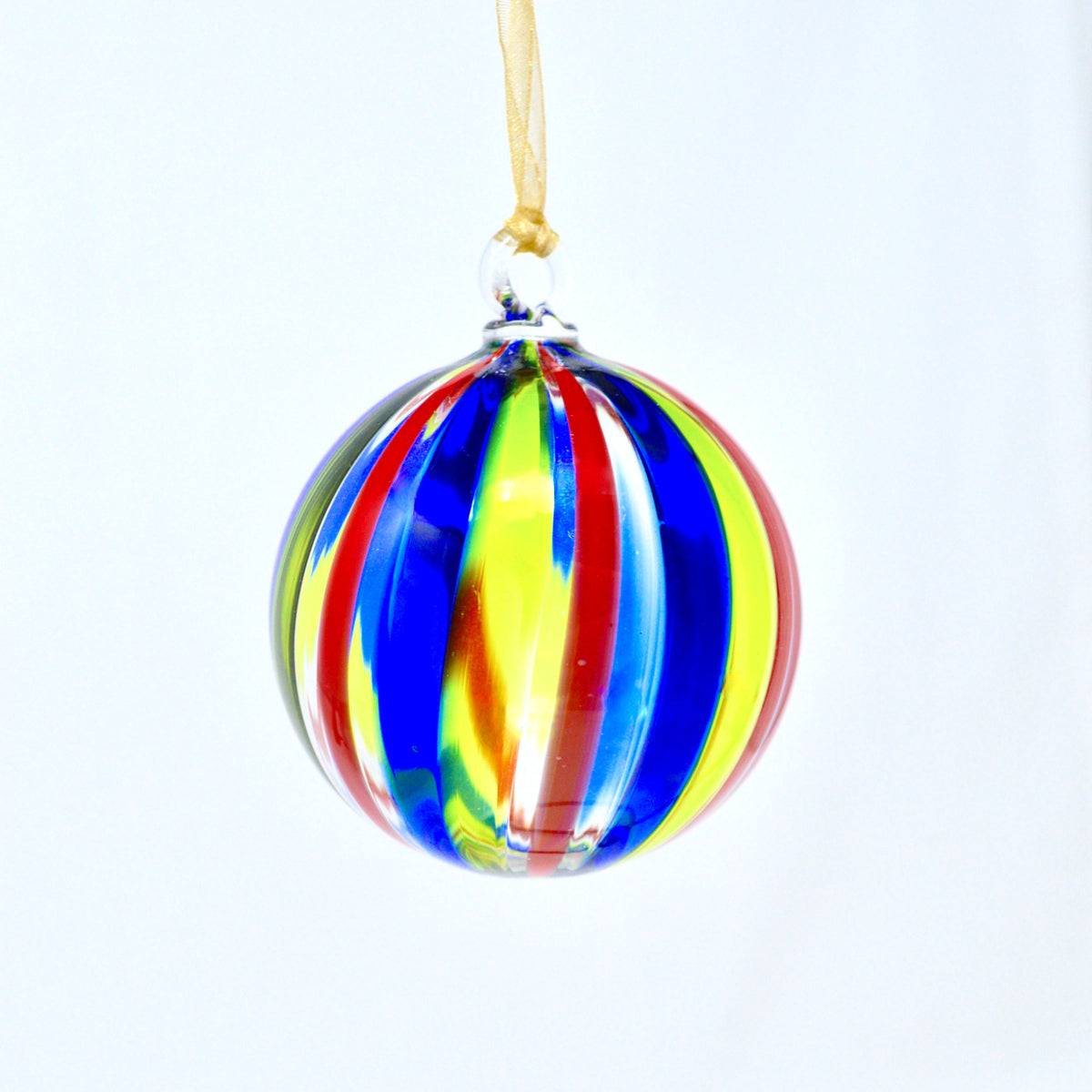Murano Glass Christmas Ornament, Large, Round Filigrana, Made in Murano, Italy - My Italian Decor
