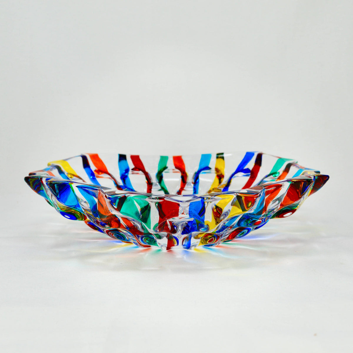Lyrical Decorative Large Glass Bowl, Round, Hand Painted, Made In Italy - My Italian Decor