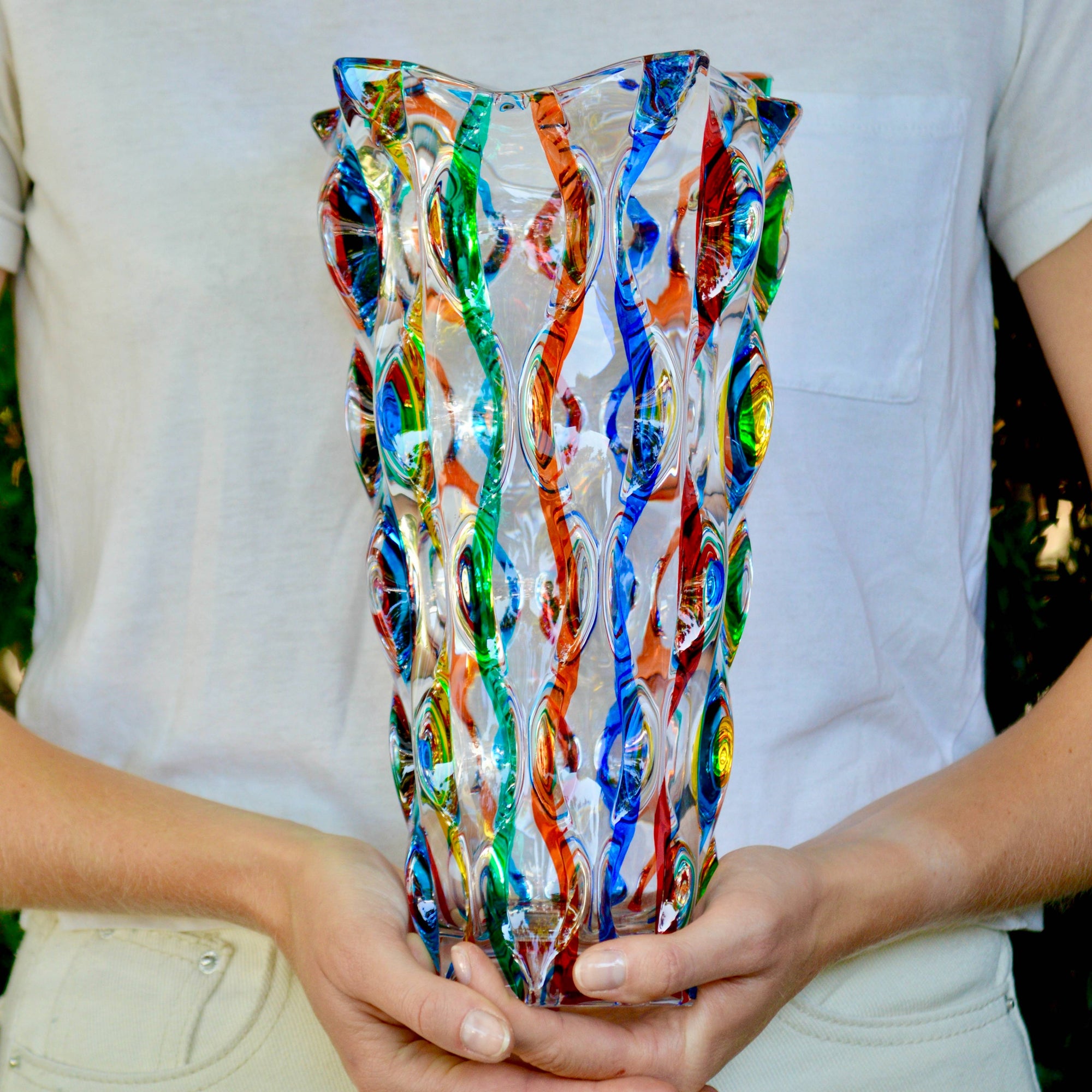 Lyrical Luxury Vase, Large, Hand Painted Crystal, Made in Italy - My Italian Decor