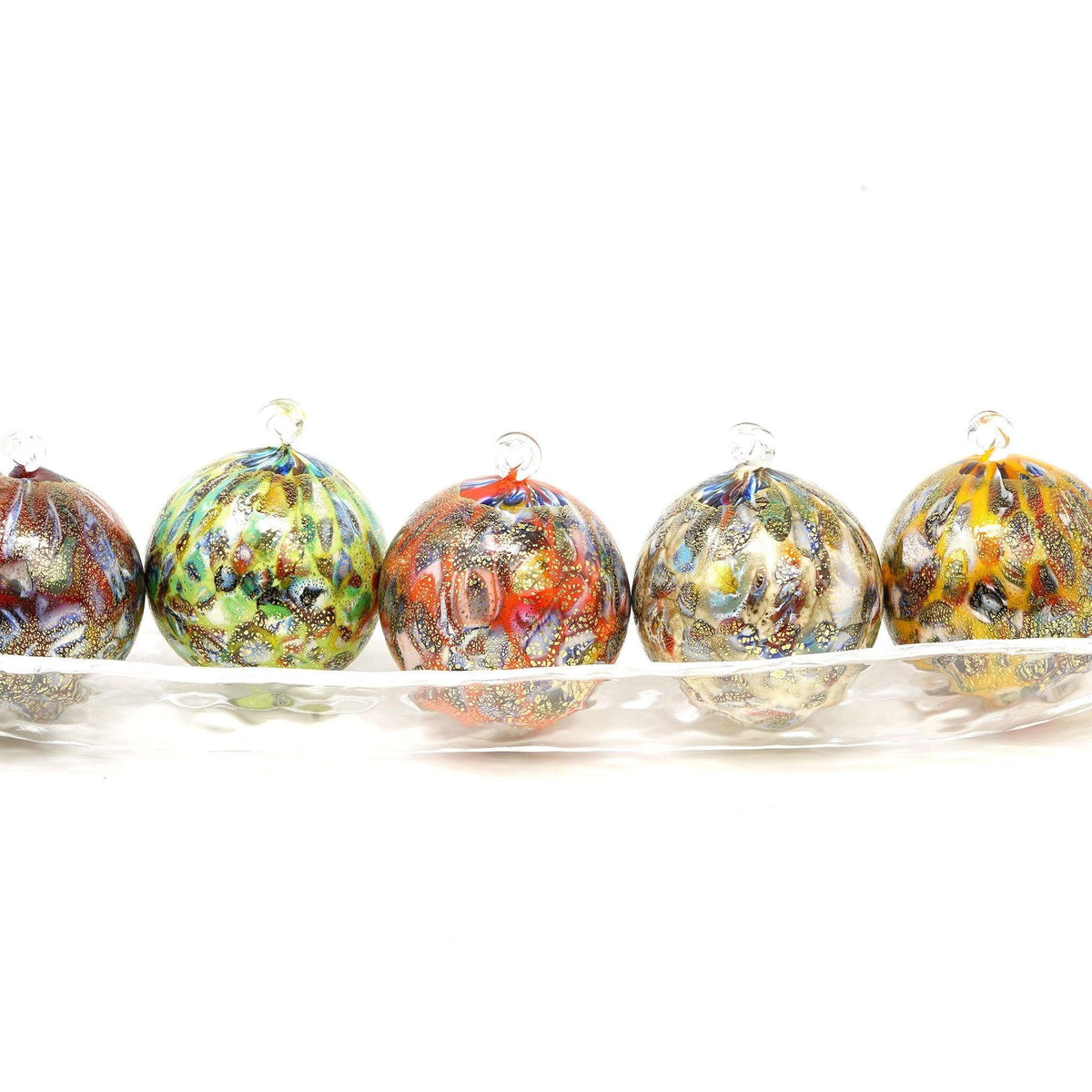 Murano Blown Glass Holiday Ornament with Spotted Macchia Accents, Made in Murano, Italy - MyItalianDecor