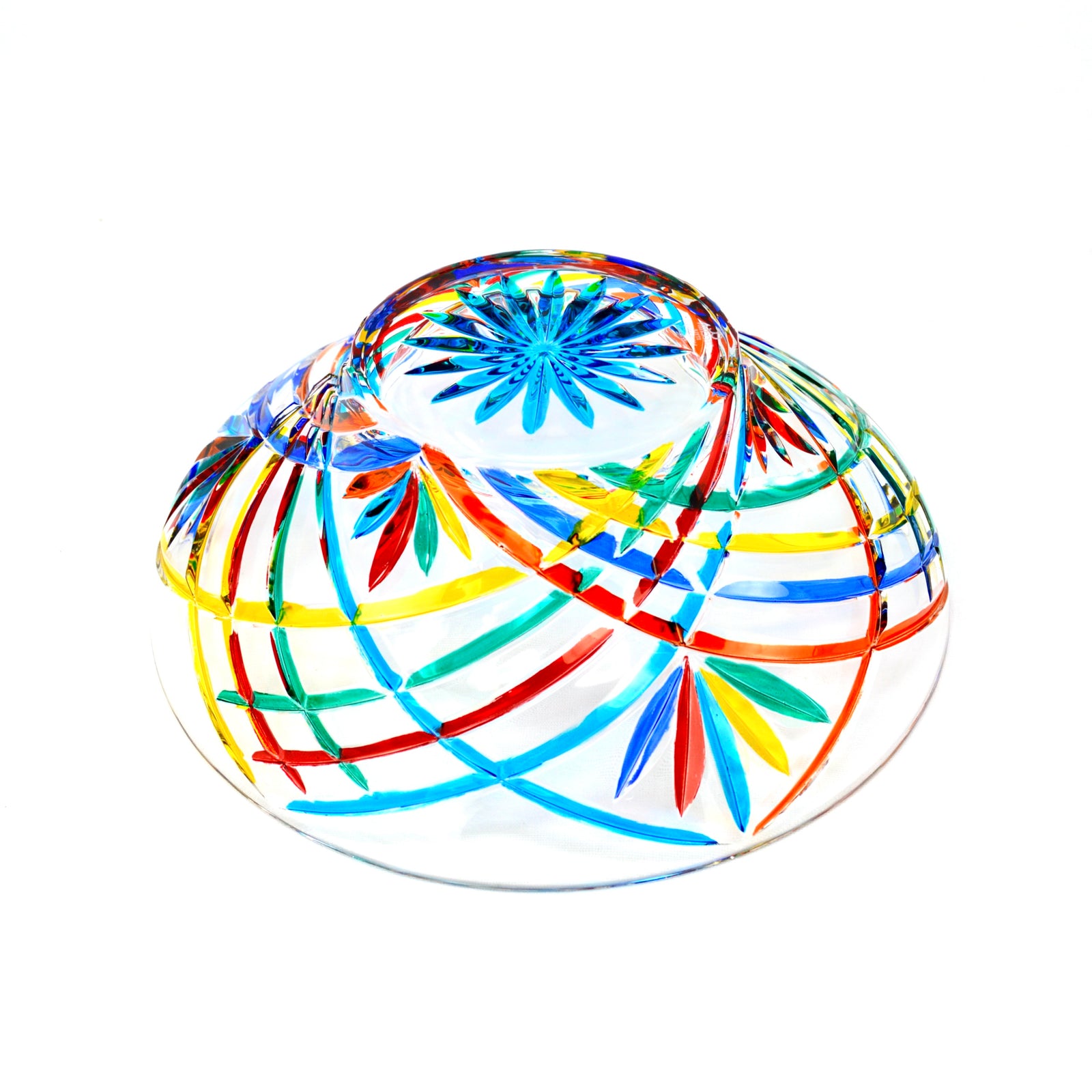 Hand-painted Melodia Centerpiece Bowl by DZ, decorative Italian bowl shown from top view with intricate design.