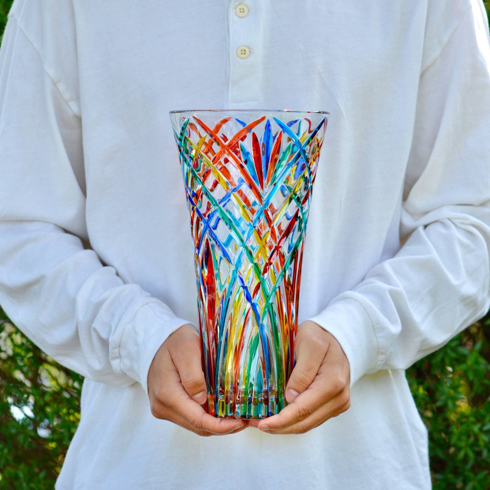 Melodia Luxury Vase, Hand Painted Crystal, Made in Italy - My Italian Decor