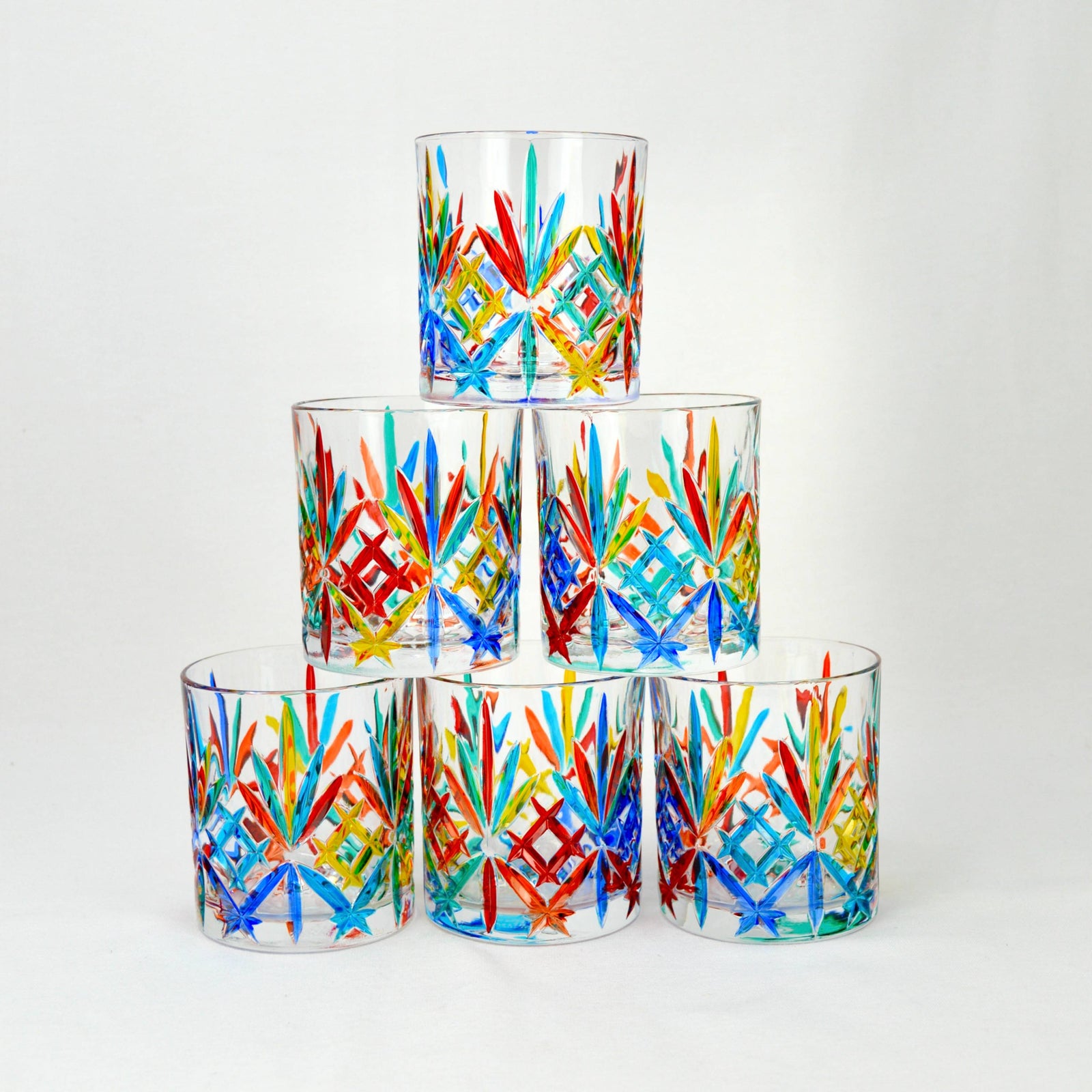 Set of two DZ Melodia short drink tumblers made of Italian crystal, showcasing elegant, clear glassware for beverages.