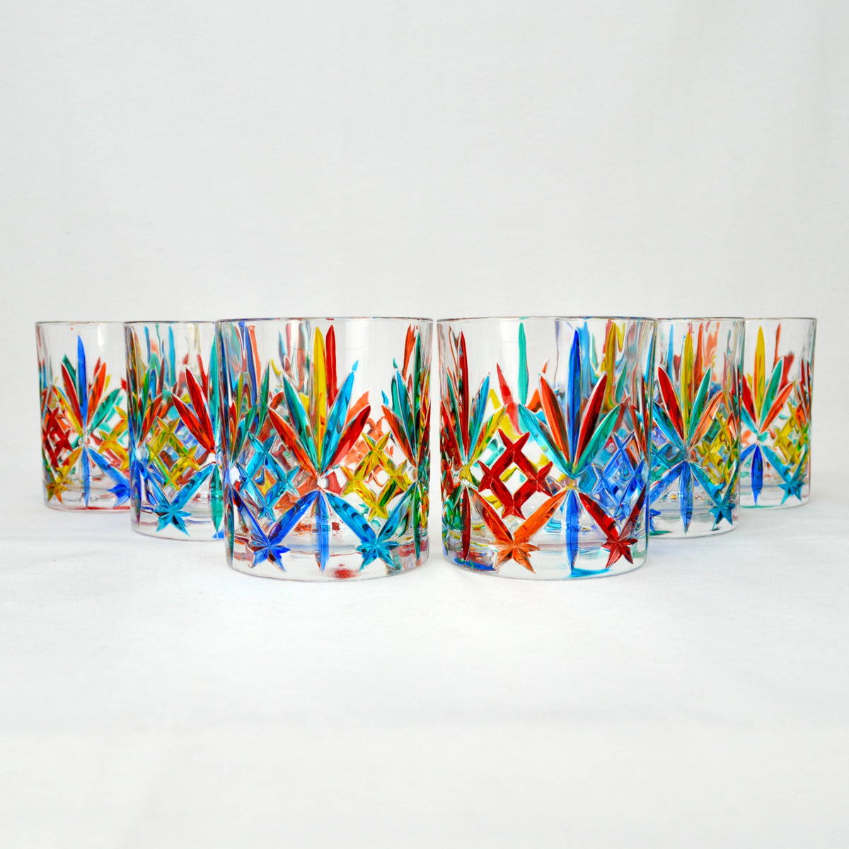 Melodia Short Drink Glasses, Hand-Painted Italian Crystal, Made In Italy - My Italian Decor