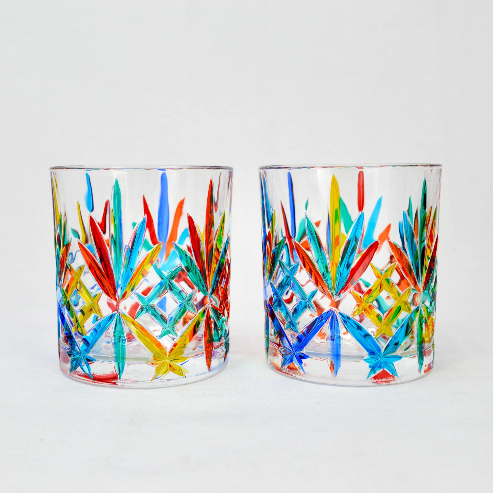 Melodia Short Drink Glasses, Hand-Painted Italian Crystal, Made In Italy - My Italian Decor