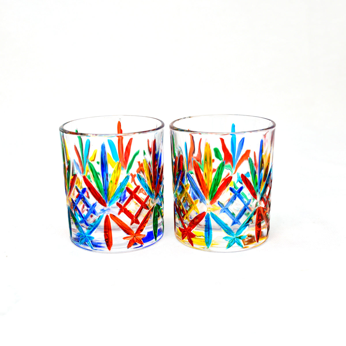 Melodia Shot Glasses, Set of 6, Hand Painted Crystal, Made in Italy - My Italian Decor