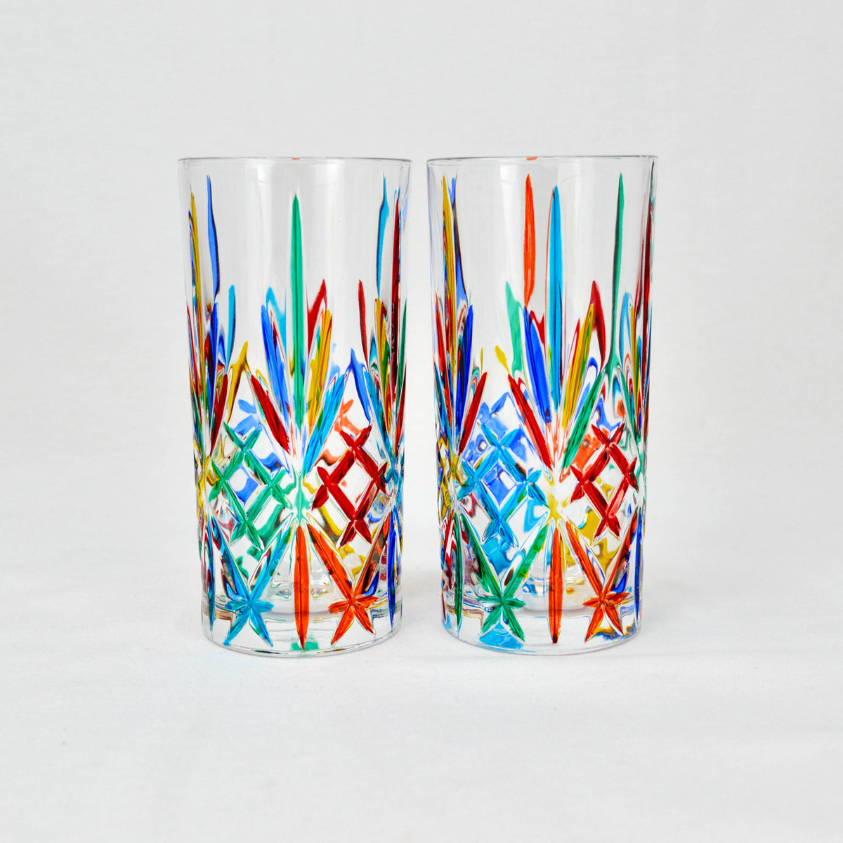 Melodia Tall Drinking Glasses, Hand-Painted Italian Crystal, Made In Italy - My Italian Decor
