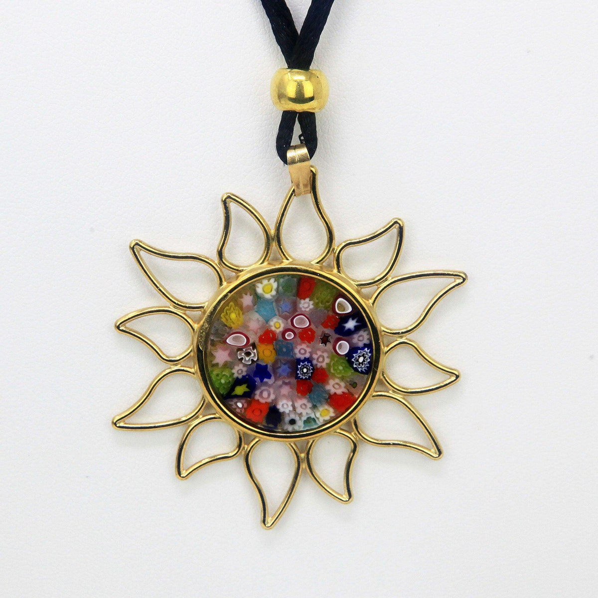 Millefiori Glass Sun Necklace, Multi-Colored, Murano Glass, Made in Italy - MyItalianDecor