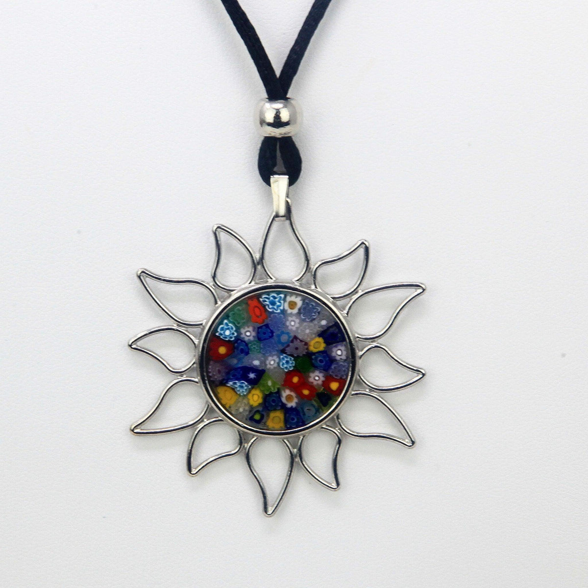 Millefiori Glass Sun Necklace, Multi-Colored, Murano Glass, Made in Italy - MyItalianDecor