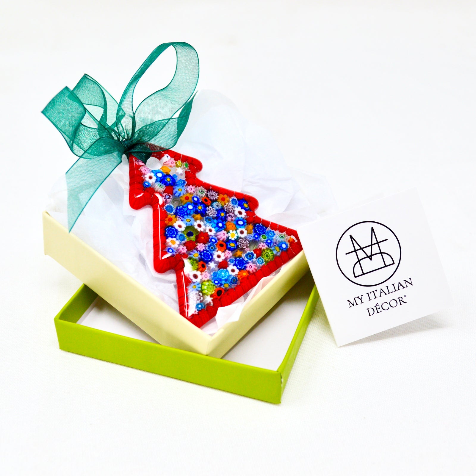 Millefiori Glass Christmas Tree Ornament, Made in Italy - My Italian Decor