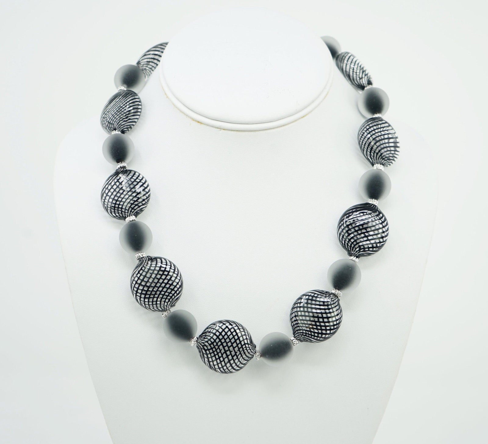 Authentic Murano Glass Beaded Necklace, Monica9, Round and Disc Shaped Beads - MyItalianDecor