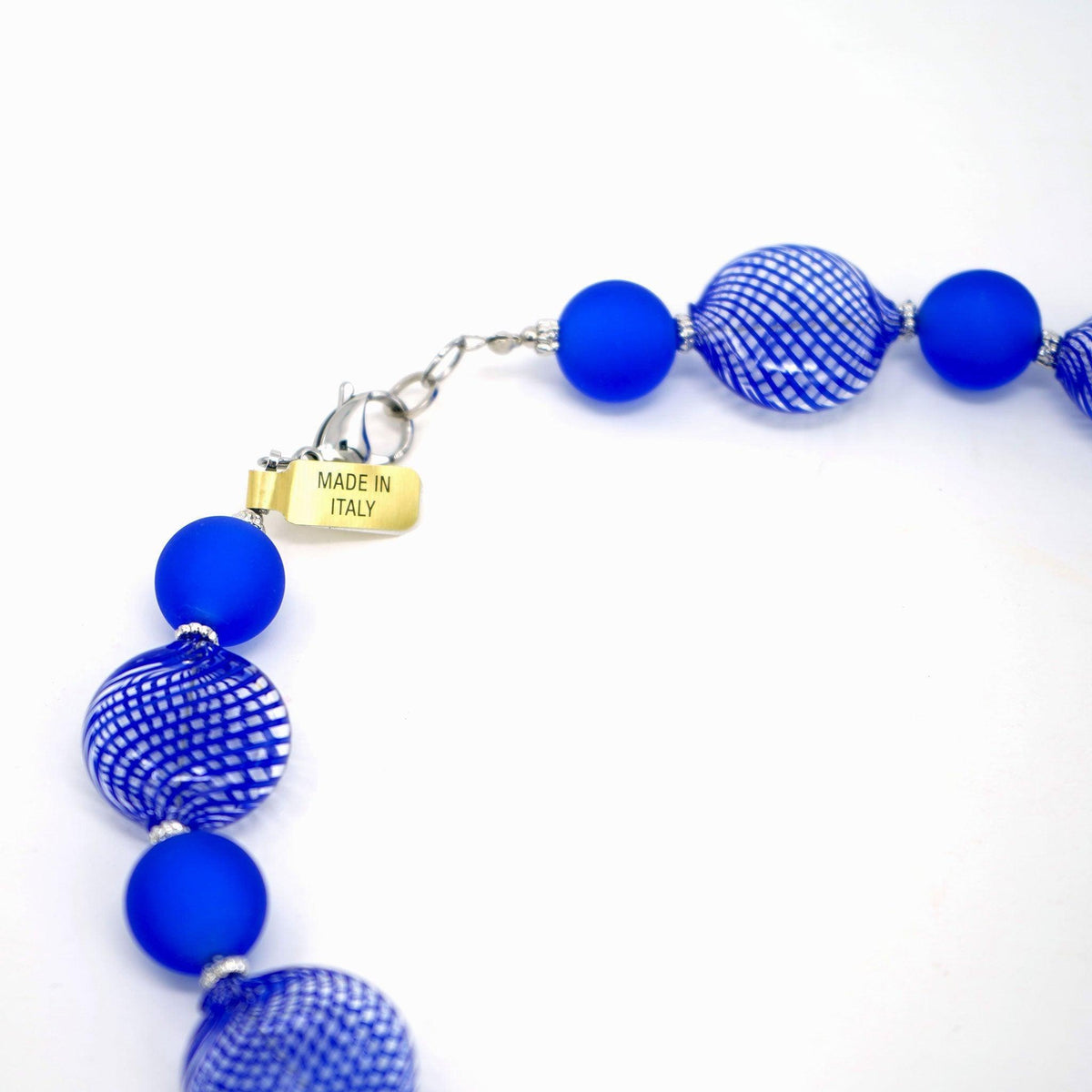 Authentic Murano Glass Beaded Necklace, Monica9, Round and Disc Shaped Beads - MyItalianDecor