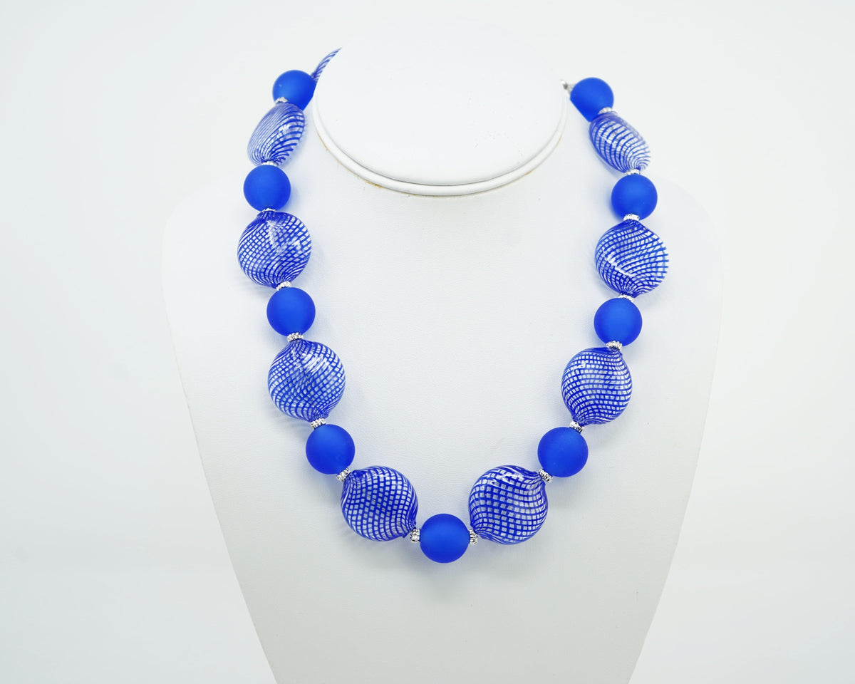 Authentic Murano Glass Beaded Necklace, Monica9, Round and Disc Shaped Beads - MyItalianDecor