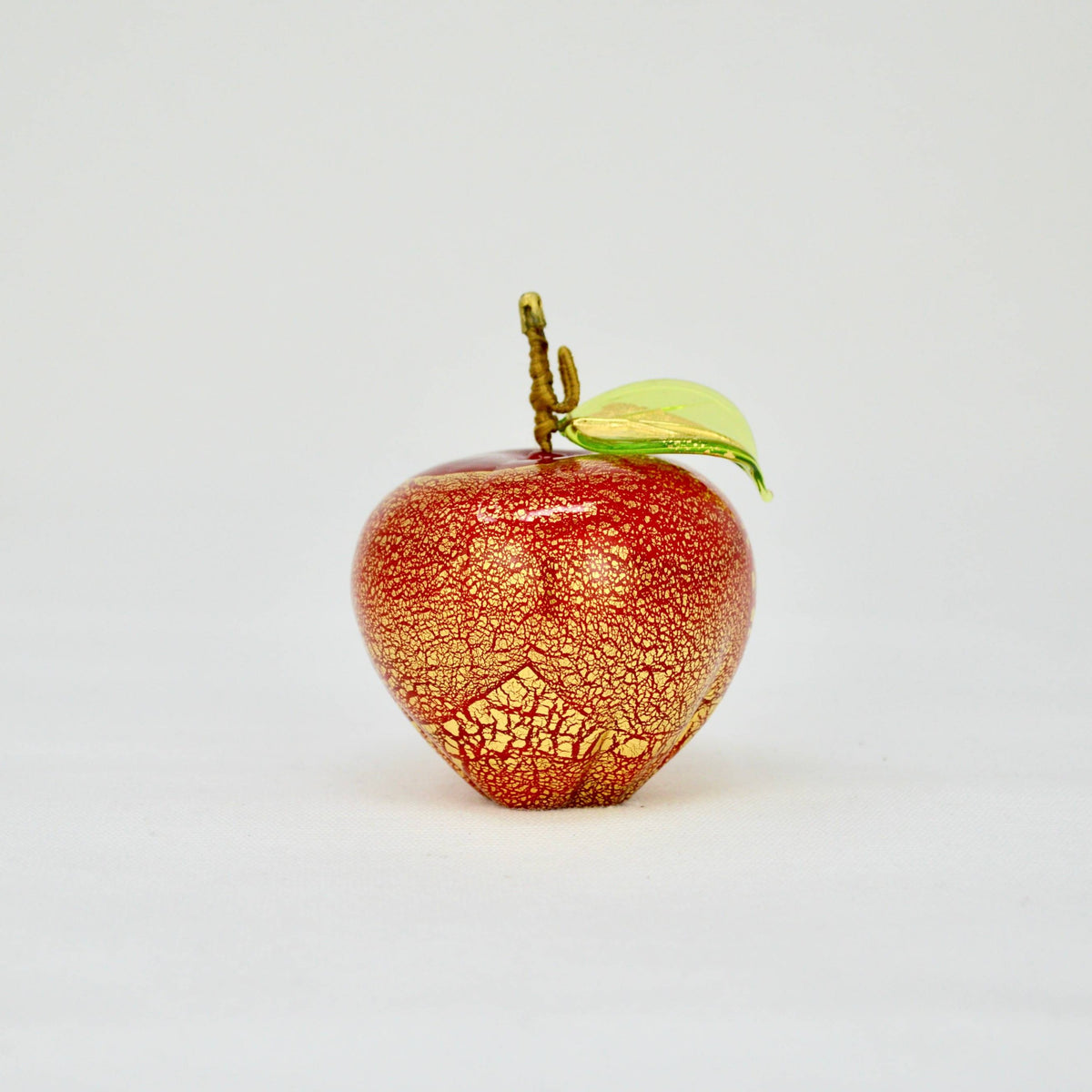 Murano Blown Glass Apple, Red with Gold Foil, Hand Blown in Italy - My Italian Decor