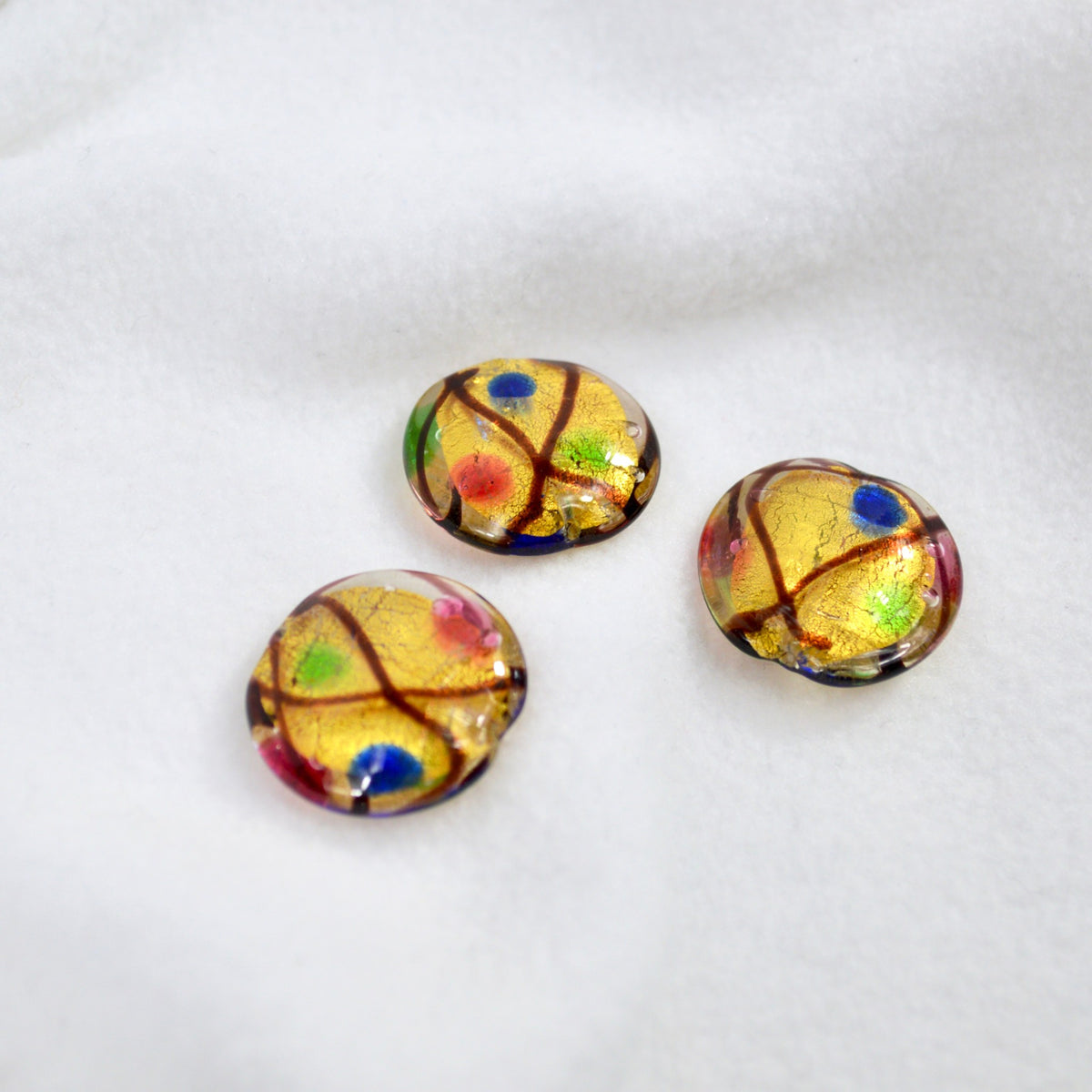 Murano Glass Beads, Gold With Polka Dots, Set of 3, Made in Italy - My Italian Decor