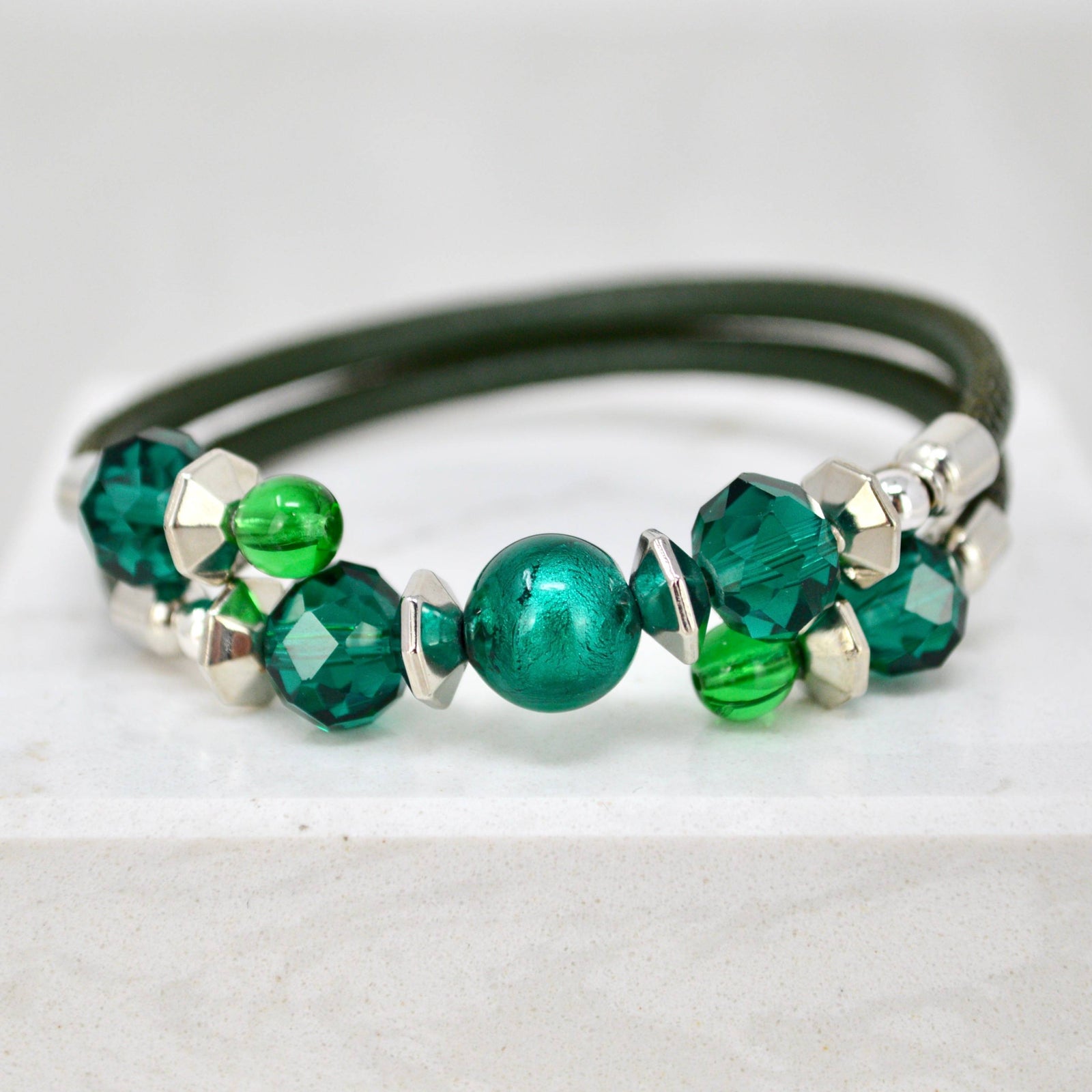 Colorful Murano Glass Rosella Beaded Bracelet from Italy, featuring vibrant glass beads on a stylish bracelet design.
