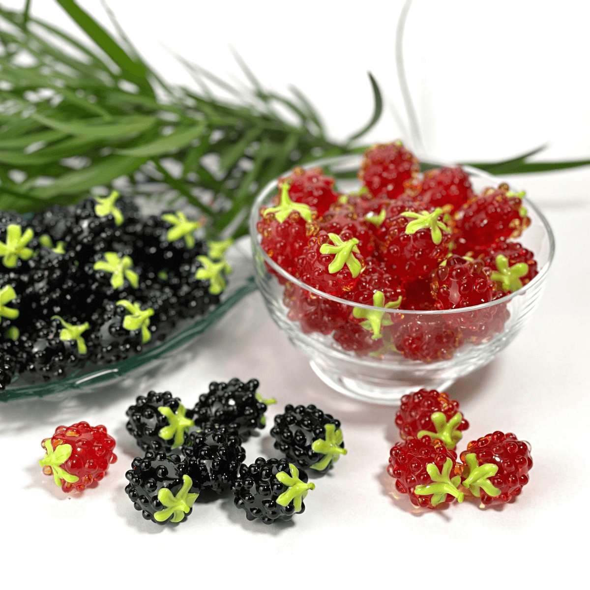 Murano Glass Berries, Blackberries, Set of 3 at MyItalianDecor