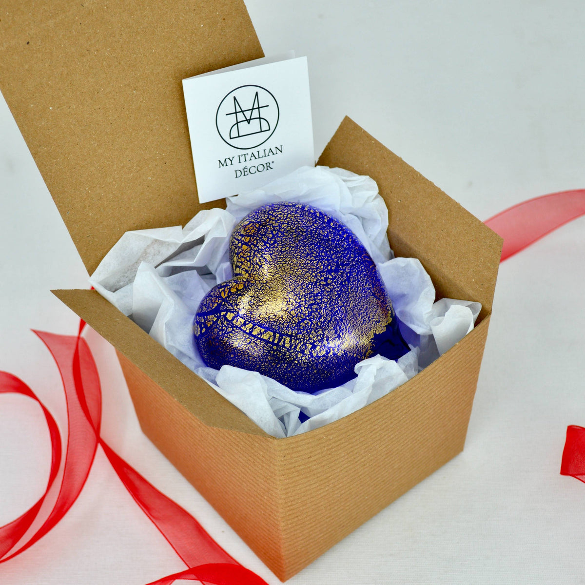 Murano Blown Glass Heart with 24 karat gold, Choice of colors, Made in Italy - My Italian Decor
