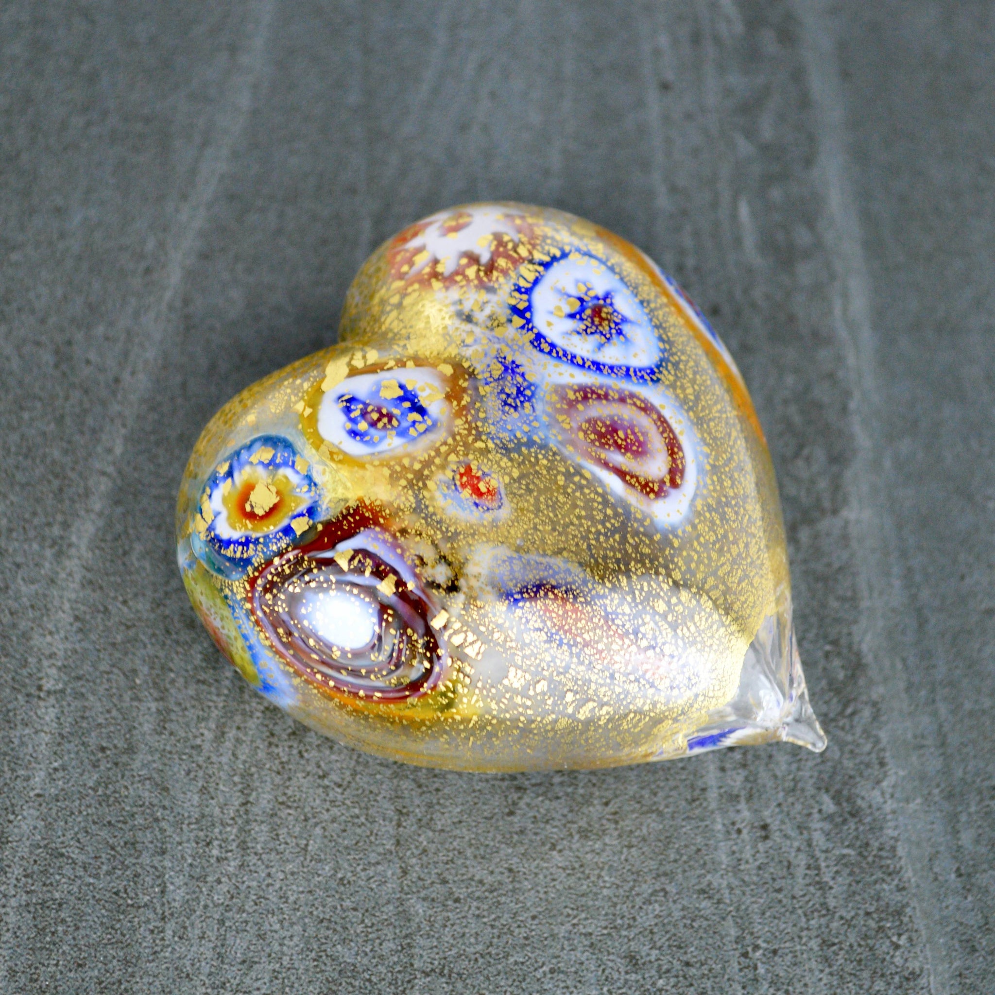 Murano Glass Blown Heart with Millefiori, multiple colors - My