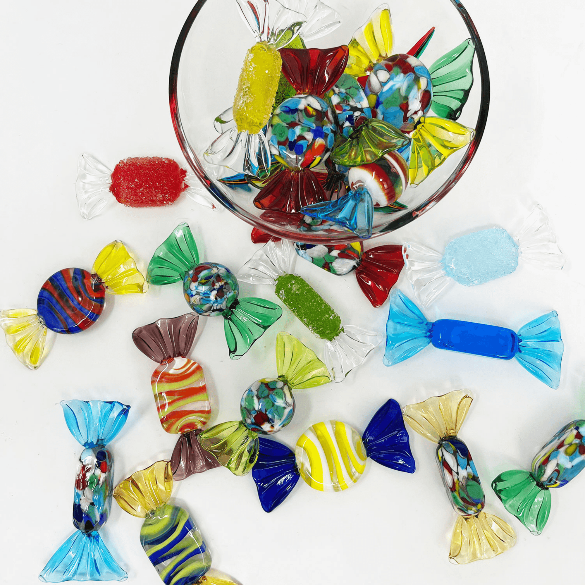 Murano Glass Candy, Classic, Set of 3, 5, or 10 Candies, Decorative Glass Sweets at MyItalianDecor