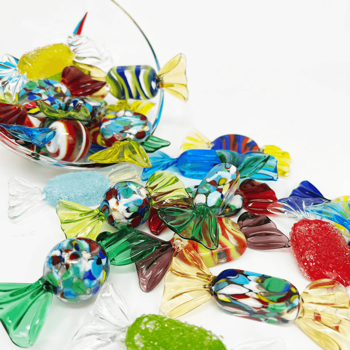 Murano Glass Candy, Classic, Set of 3, 5, or 10 Candies, Decorative Glass Sweets at MyItalianDecor