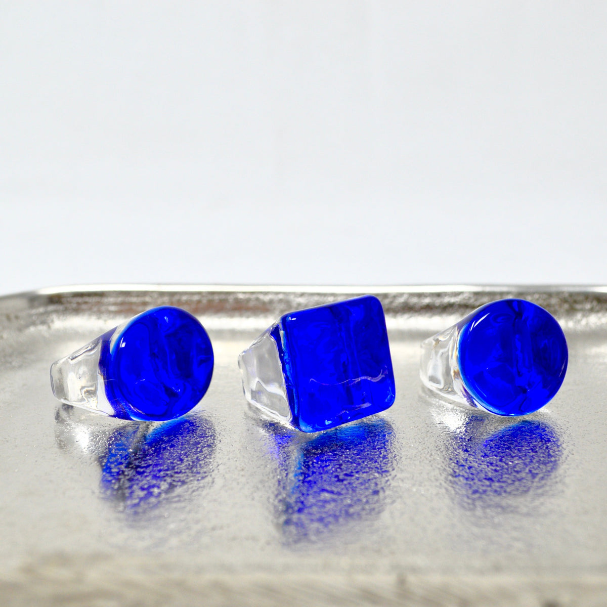 Murano Glass Statement Rings, Cobalt Glass, Oval, Square or Round - My Italian Decor