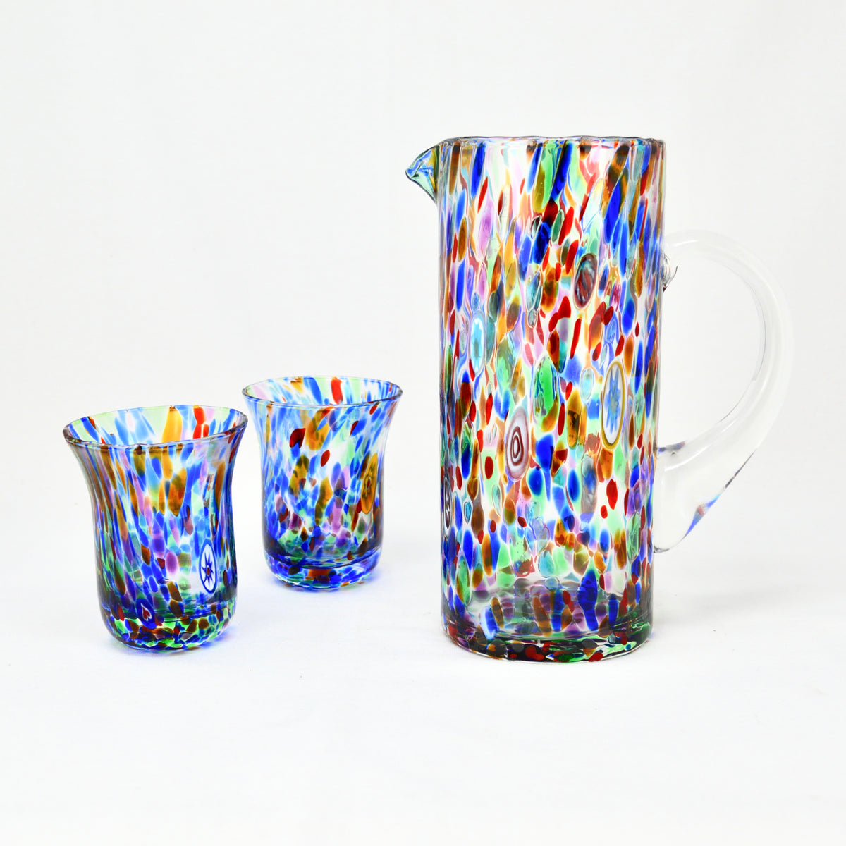 Murano Glass Confetti Drinking Glasses, Pitcher, Made in Italy - My Italian Decor