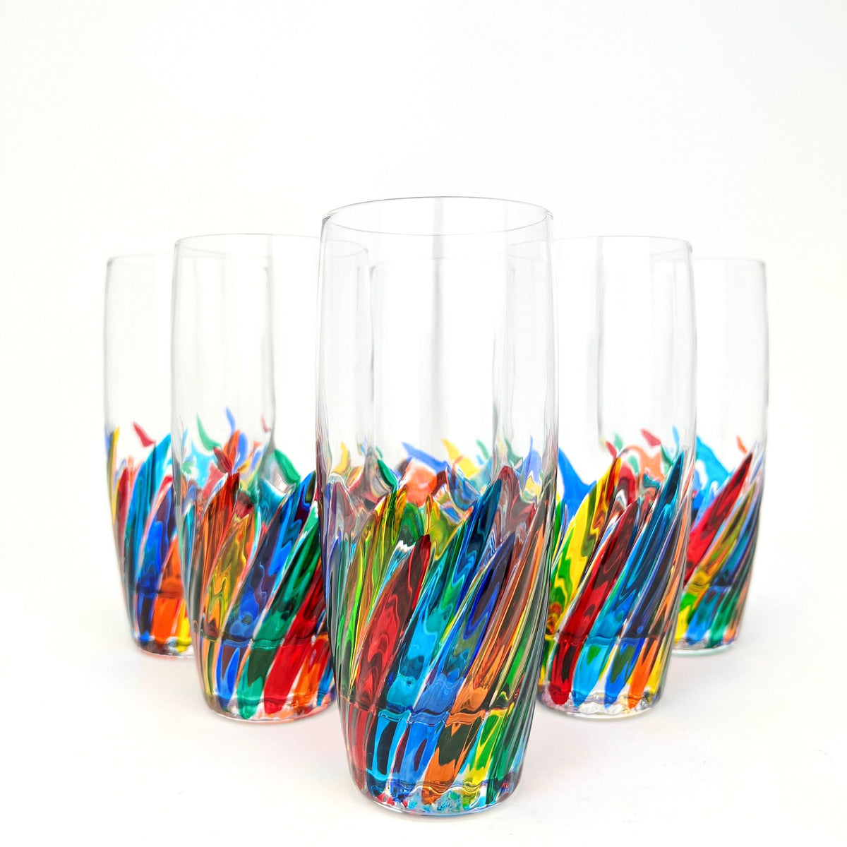 Enchanted Tall Drinking Glass, Set of 2 Hand-Painted Italian Crystal at MyItalianDecor