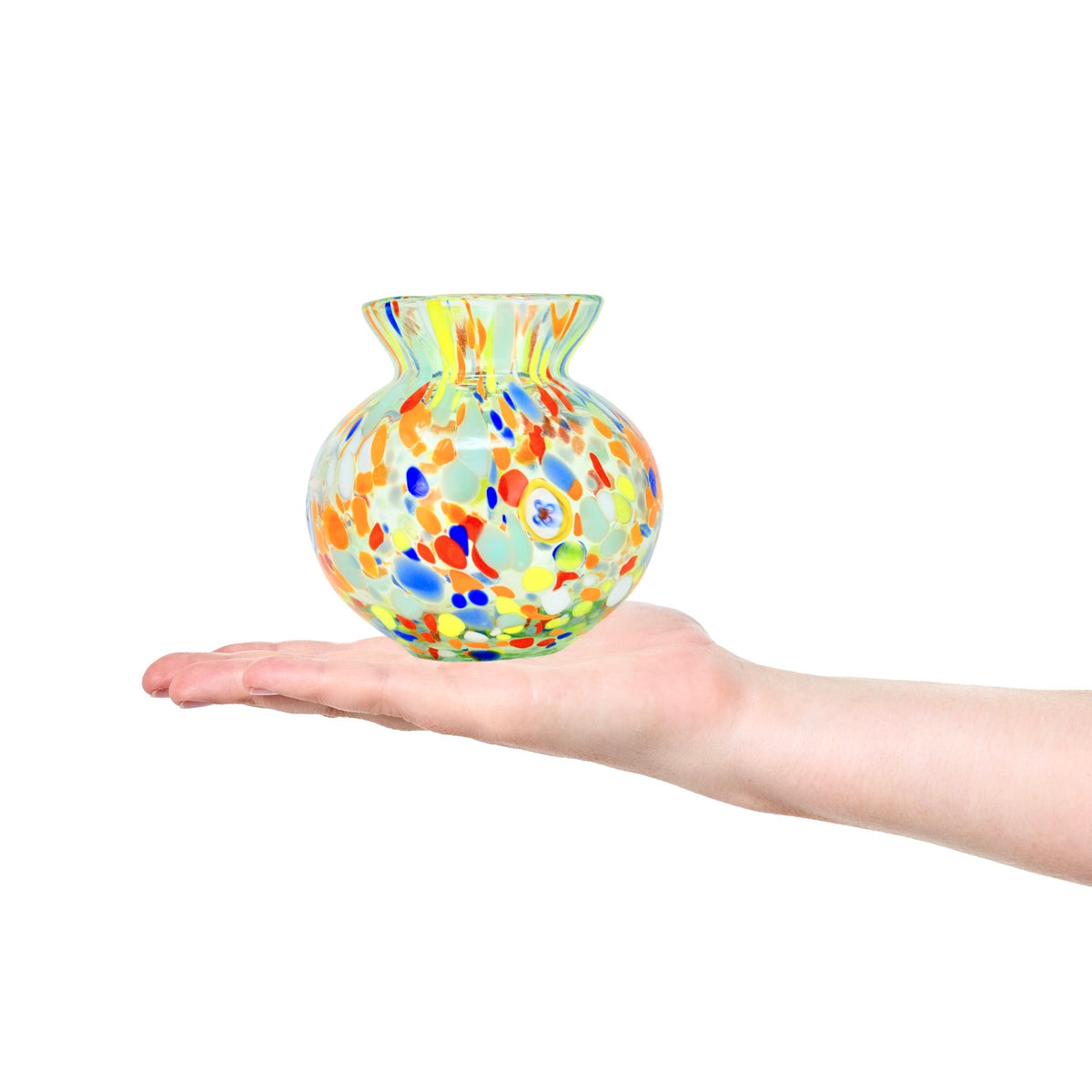 Guiliana Murano Glass Short Vase with Millefiori Accents, Made In Italy - My Italian Decor