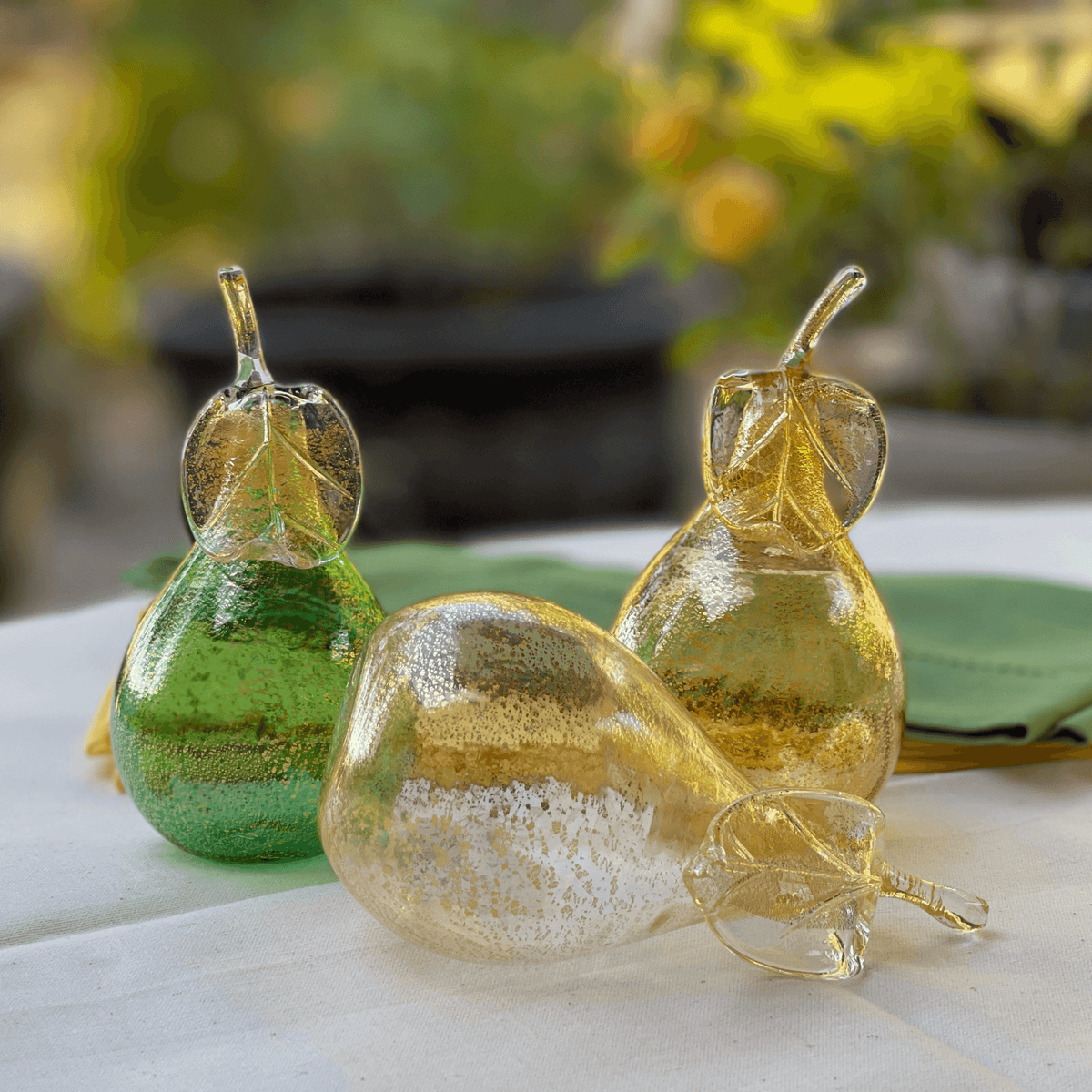 Life-size Murano Glass Pears, Blown Glass Fruit, Made in Italy at MyItalianDecor
