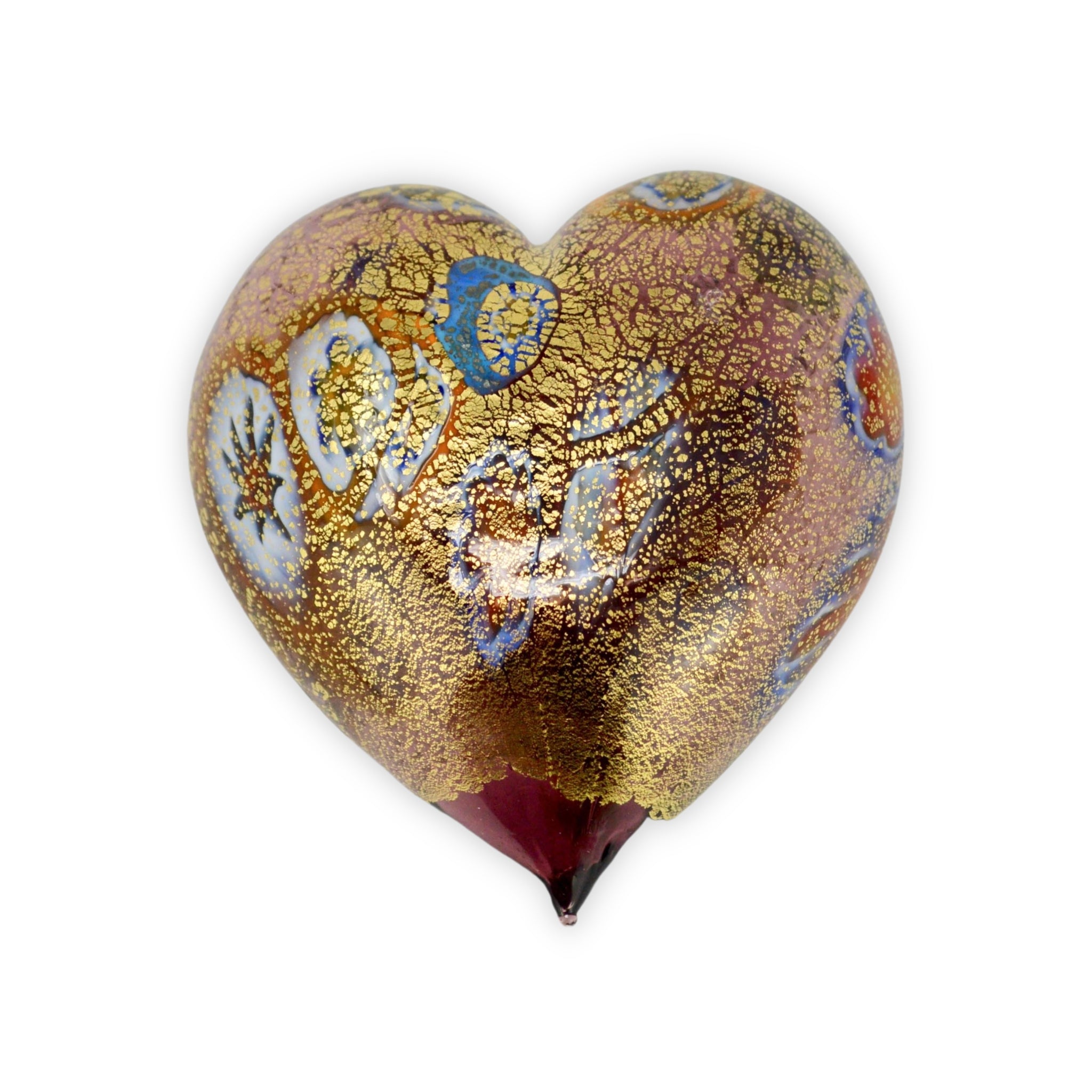 Murano Glass Blown Heart with Millefiori, multiple colors - My