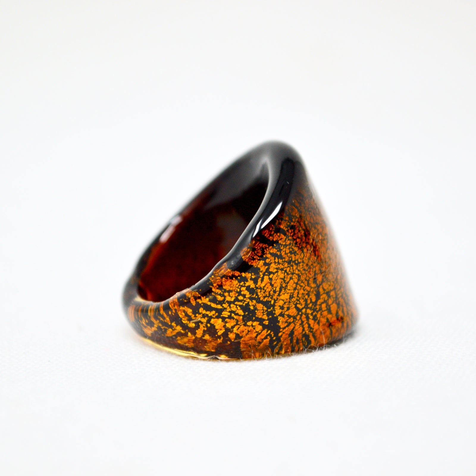 Colorful Murano Glass Mistero Statement Rings by MyItalianDecor, arranged in a line showcasing vibrant Italian craftsmanship.