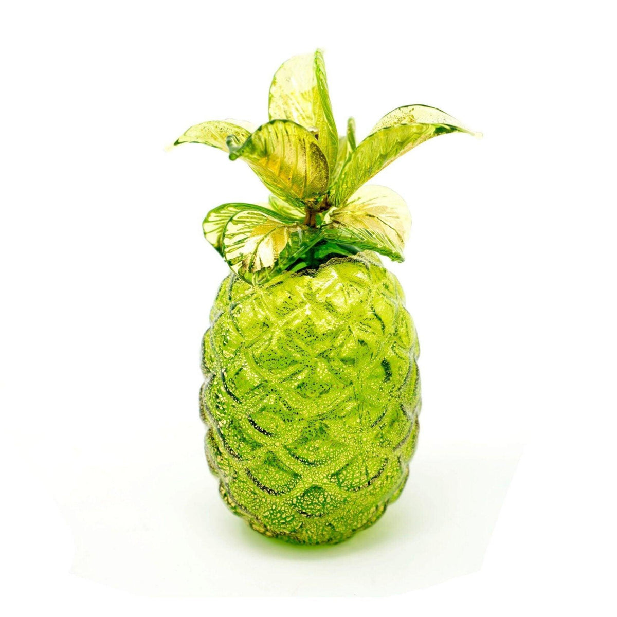 Murano Blown Glass Pineapple, Green with 24k Gold Patina, Hand Blown in Italy at MyItalianDecor