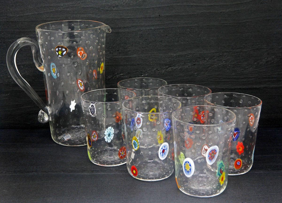 Gioia Murano Glasses with millefiori mosaics, Short Glasses, Set of 2 - MyItalianDecor