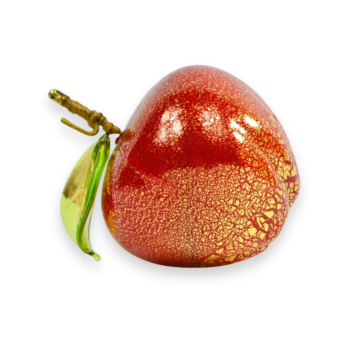 Murano Blown Glass Apple, Red with Gold Foil, Hand Blown in Italy - My Italian Decor
