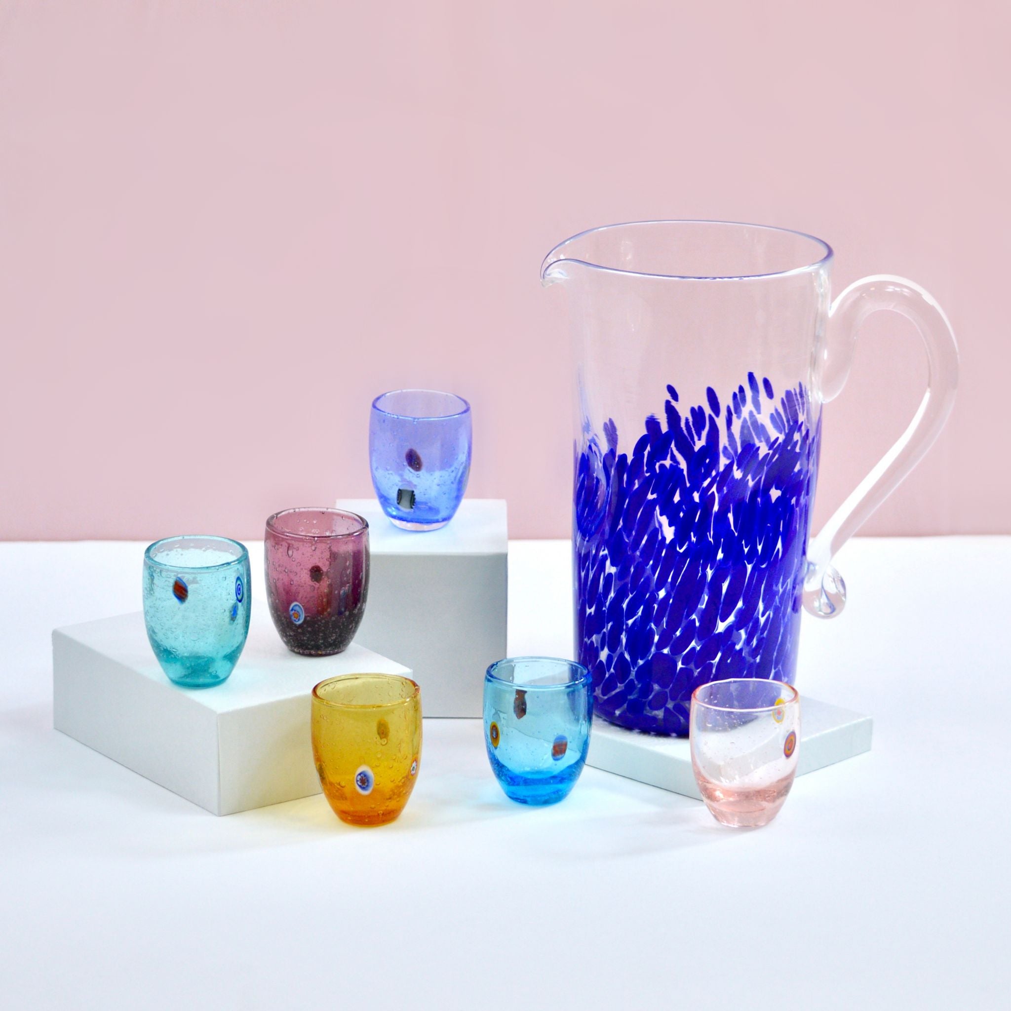 Serena Murano Glass Shot Glasses with millefiori, Set of 6