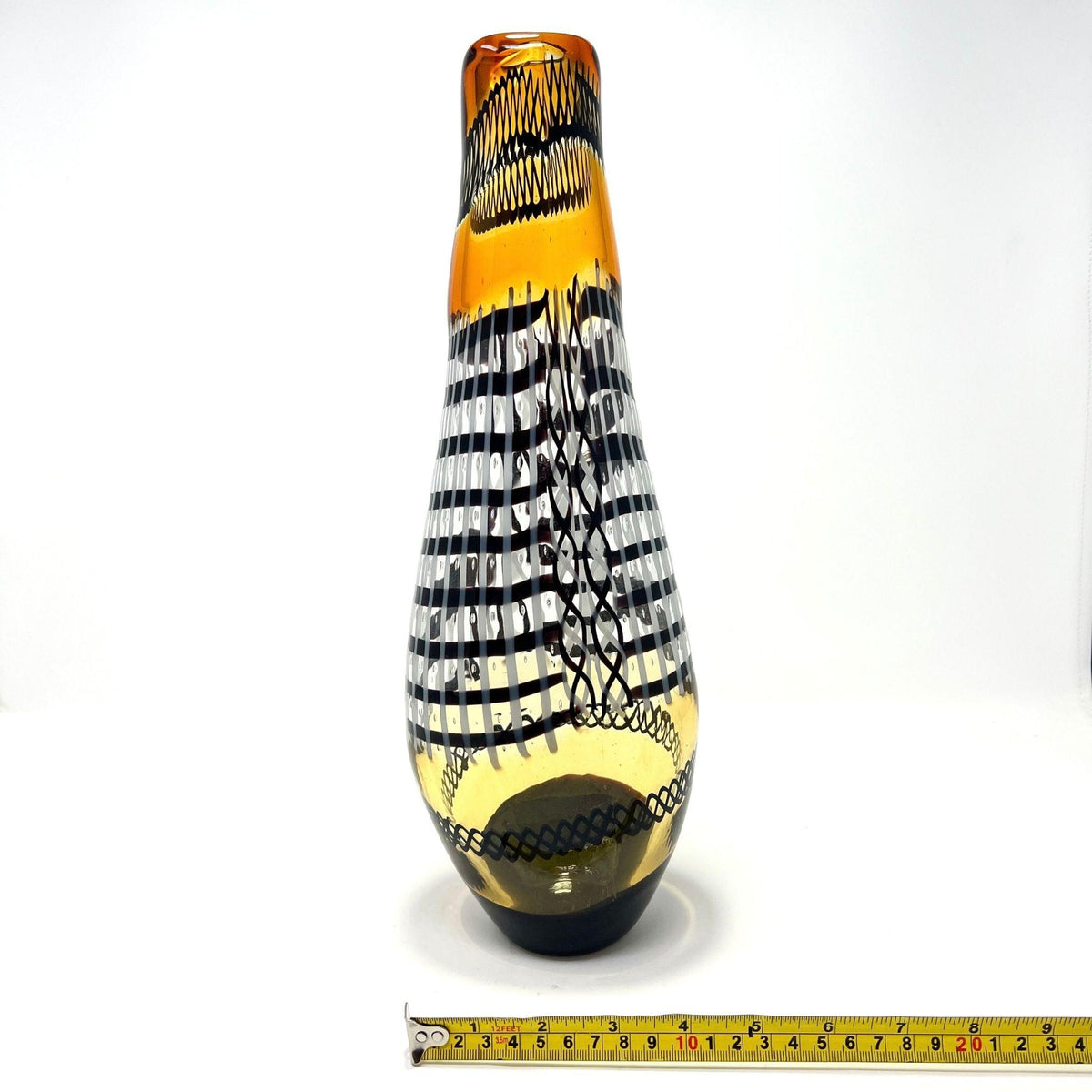 Murano Glass Large Luxury Vase/Vessel, Tall, Amber at MyItalianDecor