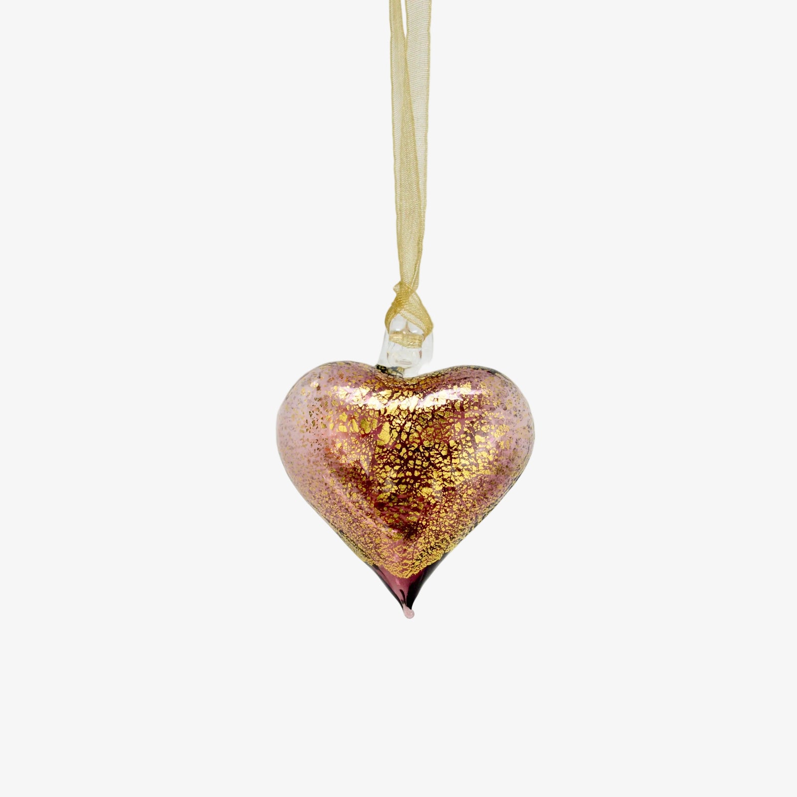 Colorful Murano glass small heart ornament from Italy, perfect as a holiday decoration, handcrafted by MyItalianDecor.