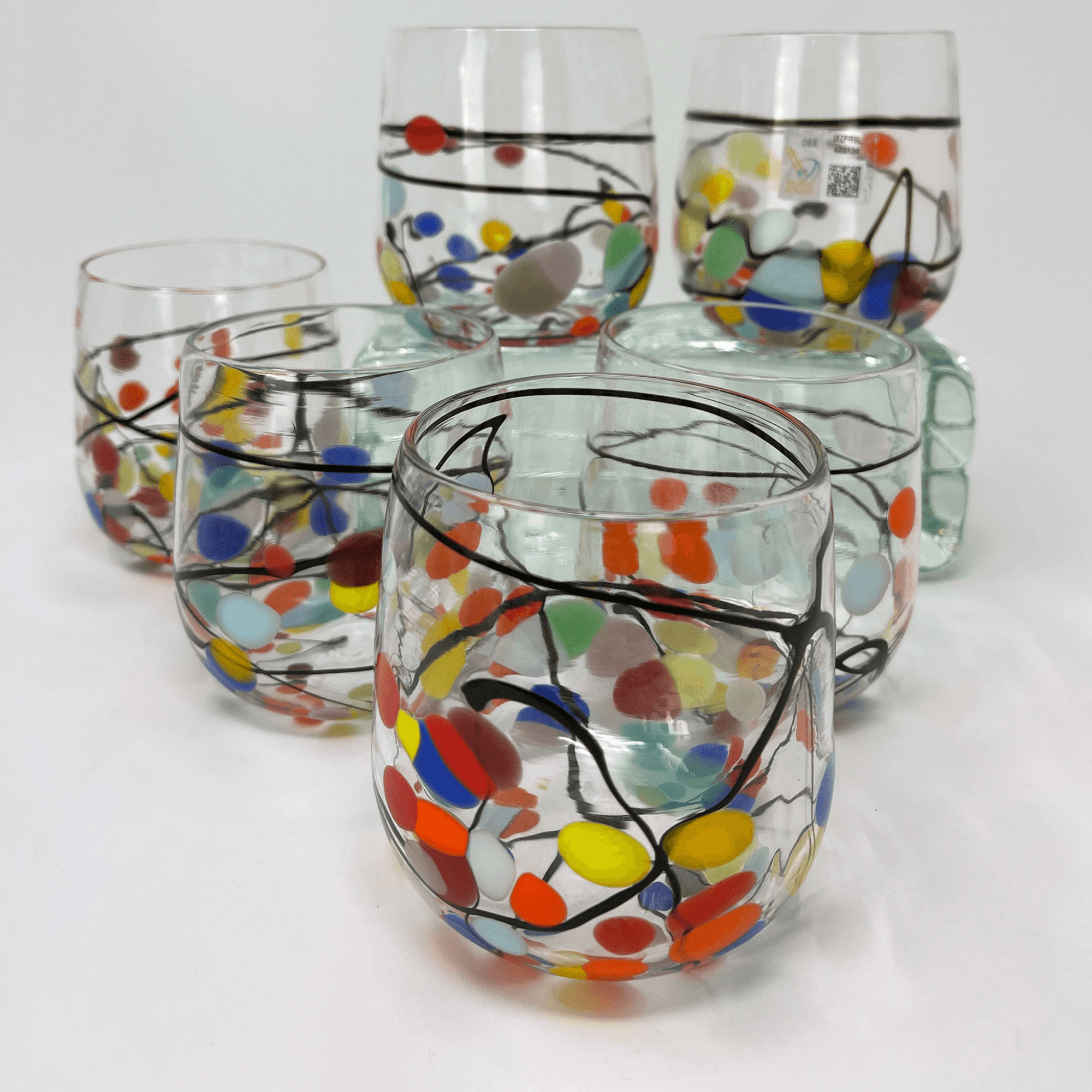 Picasso Stemless Wine Glasses, Murano Glass 12oz, Made in Italy at MyItalianDecor