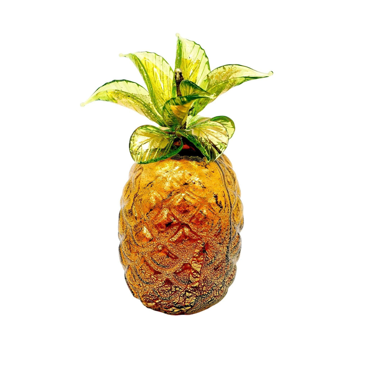 Murano Blown Glass Pineapple, Amber with 24k Gold Patina, Hand Blown in Italy at MyItalianDecor